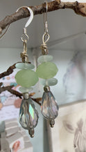 Load image into Gallery viewer, Dangle Crystal Earrings Seafoam wishes and stones