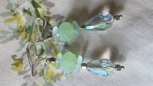 Load image into Gallery viewer, Dangle Crystal Earrings Seafoam wishes and stones